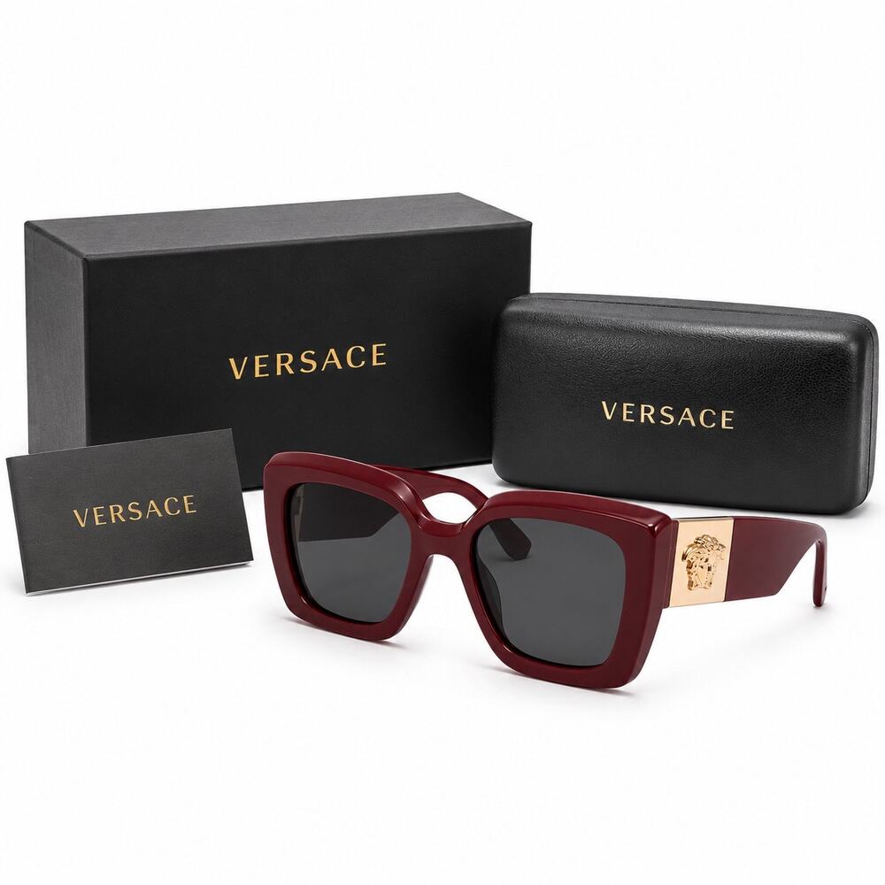Versace Dark Ruby Medusa Oversized Sunglasses with Case & Box - Picture 2 of 5